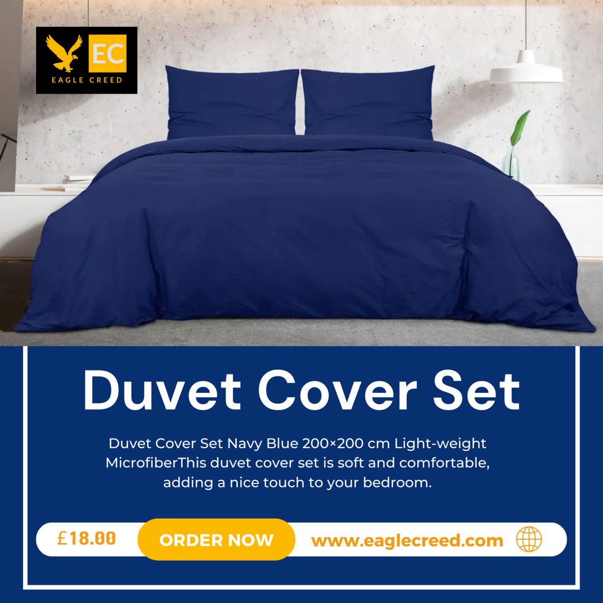 Eaglecreed_'s tweet photo. 𝐃𝐮𝐯𝐞𝐭 𝐂𝐨𝐯𝐞𝐫 𝐒𝐞𝐭( 𝟐𝟎𝟎×𝟐𝟎𝟎 𝐜𝐦)
Duvet Cover Set Navy Blue 200×200 cm Light-weight MicrofiberThis duvet cover set is soft and comfortable, adding a nice touch to your bedroom.
🌐https://t.co/9sjO0a2OP1
#DuvetCoverSet #BedroomDecor #LuxuryBedding #SleepWell https://t.co/EINI4o7Jnl