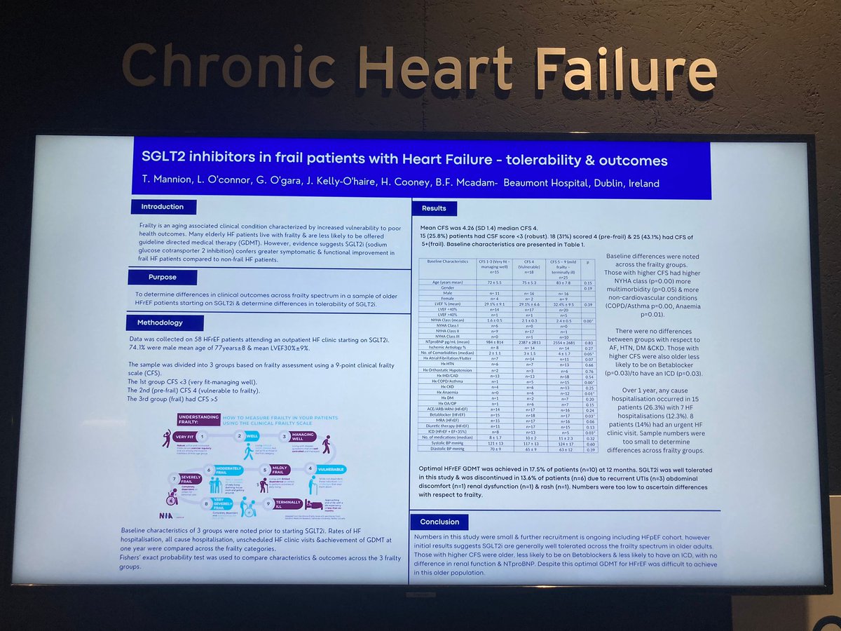 SarahFall17's tweet photo. Congratulations to Laura O Connor and @TaraMannion5  on their poster on frailty in HF patients at #HeartFailure2023  Very interesting topic. Well done Laura #flyingtheflag🇮🇪 👏👏👏 https://t.co/DIAluZVgLo