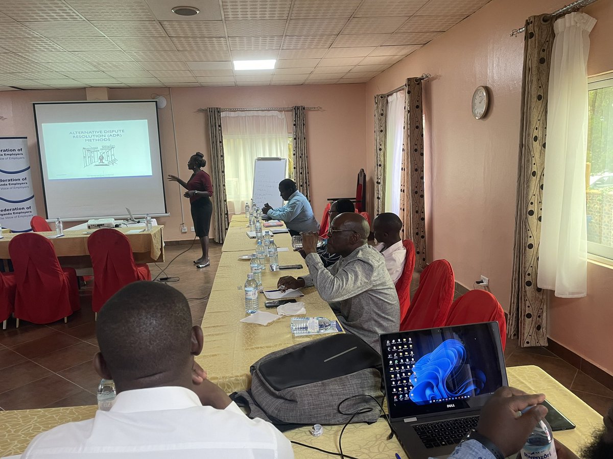 “The Industrial Court in Uganda has a backlog 2,750 cases which would take around five years to adjudicate. It is in the interest of employers and employers to explore Alternative Labour Dispute Resolution.” <a href="/NabakoozaGrace/">Grace Nabakooza</a> during <a href="/FUEmployersUg/">FUE</a> workshop on #ADR in Kampala