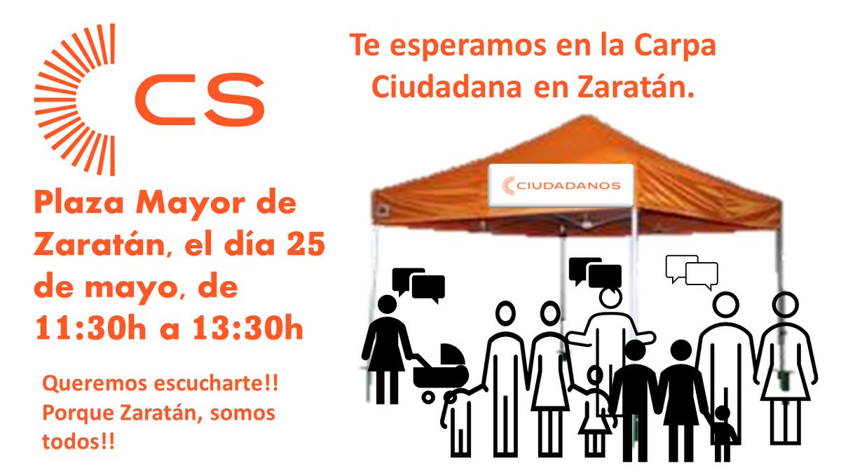Queremos escucharte, no faltes a la cita en la plaza Mayor de Zaratán este 25 de mayo..porque Zaratán somos todos!!