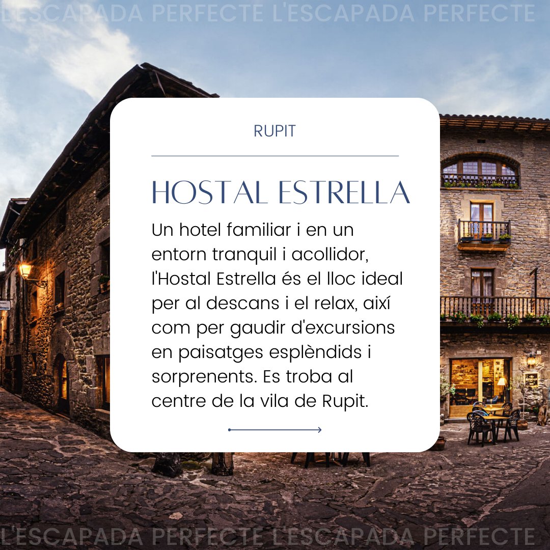 GransHotelsCat's tweet image. Quan decideixis visitar #Rupit, no dubtis en allotjar-te a l'#HostalEstrella. Un hotel encantador on ofereixen un tracte familiar i proper. A més, al seu restaurant gastronòmic podràs tastar els millors plats de la cuina catalana.
blauverdhotels.com/ca/hotels/hote…