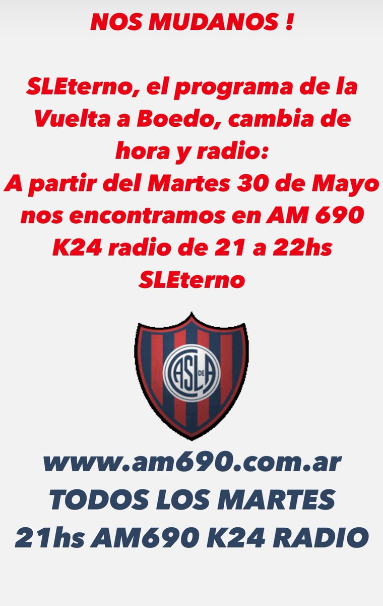 SLEterno's tweet photo. Lamentablemente después de 10 años en AM 970 decimos adiós.
Desde 2022 la radio tiene problemas de antena, los cuales impiden un audio al aire con normalidad. Es por ello que decidimos cambiar de frecuencia 

▶️ A partir del 30/5 estaremos en AM690 K24 Radio los Martes 21hs https://t.co/MFmTHE8kRL