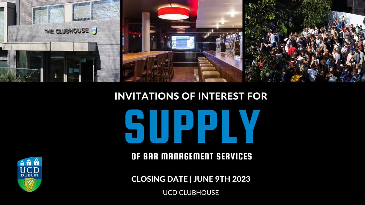 UCD Clubhouse is inviting expressions of interest for the supply of Bar Management Services. Service provision and contract details can be found below.

ucd.ie/studentcentre/…
