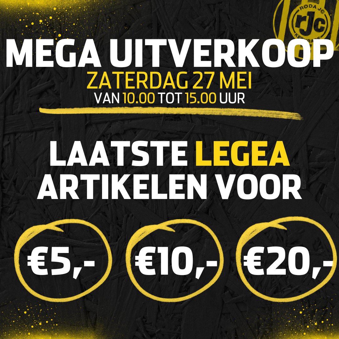Onze fanshop is deze zaterdag 𝗚𝗘𝗢𝗣𝗘𝗡𝗗! 

📍 Parkstad Limburg Stadion
🕙 10.00 tot 15.00 uur

Tot zaterdag! 👋

#RodaJC #Fanshop