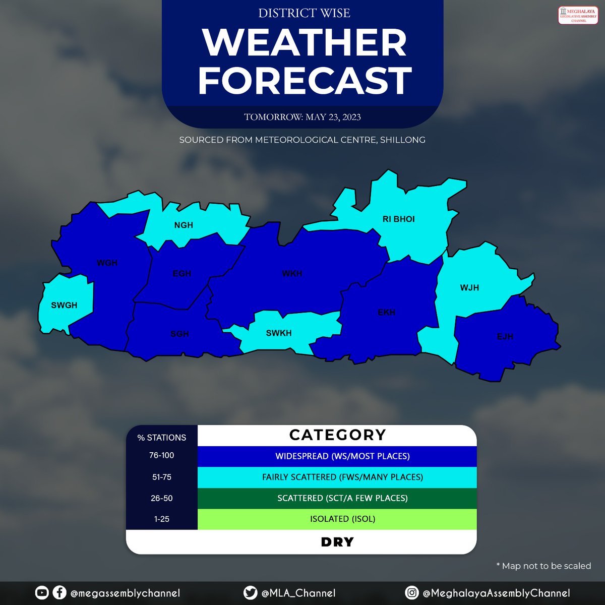MLA_Channel's tweet photo. WEATHER FORECAST | MAY 22nd 2023

@Indiametdept

#meghalayaassemblychannel #MLA #eleventhhouse #Meghalaya #shillong #policeBazar #Development #politics #news #dailynewsmeghalaya #weather #report #warning #forcast #May https://t.co/TDnB7grCWU