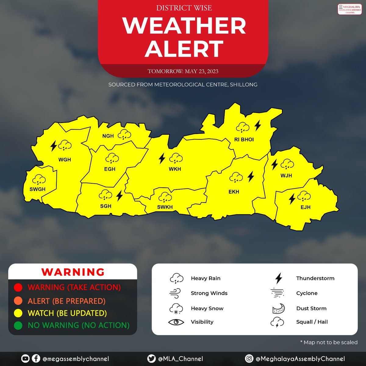 MLA_Channel's tweet photo. WEATHER FORECAST | MAY 22nd 2023

@Indiametdept

#meghalayaassemblychannel #MLA #eleventhhouse #Meghalaya #shillong #policeBazar #Development #politics #news #dailynewsmeghalaya #weather #report #warning #forcast #May https://t.co/TDnB7grCWU