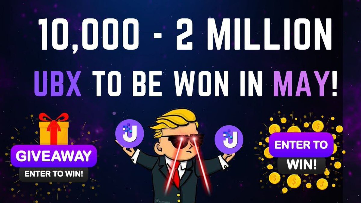🚀 Giveaway: Crowdfeeding
💰 Value: 2 Million $UBX
🎁 Referral: 10,000 $UBX
📆 End Date: 30th May, 2023
⏳ Distribution Date: TBA

🎐 Giveaway Link  : t.me/AirdropsGun/25…

 #AirdropsGun #Giveaway #DYOR #NFA #cryptocurrency #Crowdfeeding
