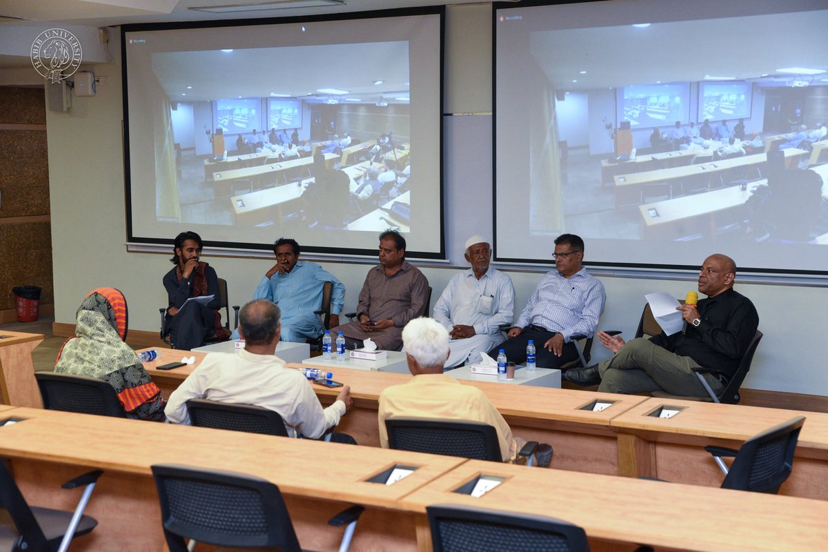 HabibUniversity's tweet photo. The Sindhu Delta: Abandonment, Obsolescence, and Mitigation - A Panel Discussion that shed light on the ecological past, prevailing challenges, and hopeful restoration efforts. Organized by #ComparativeHumanities, IDRAC, and ARZU Center, at #HabibUniversity. https://t.co/DCMyubt64y
