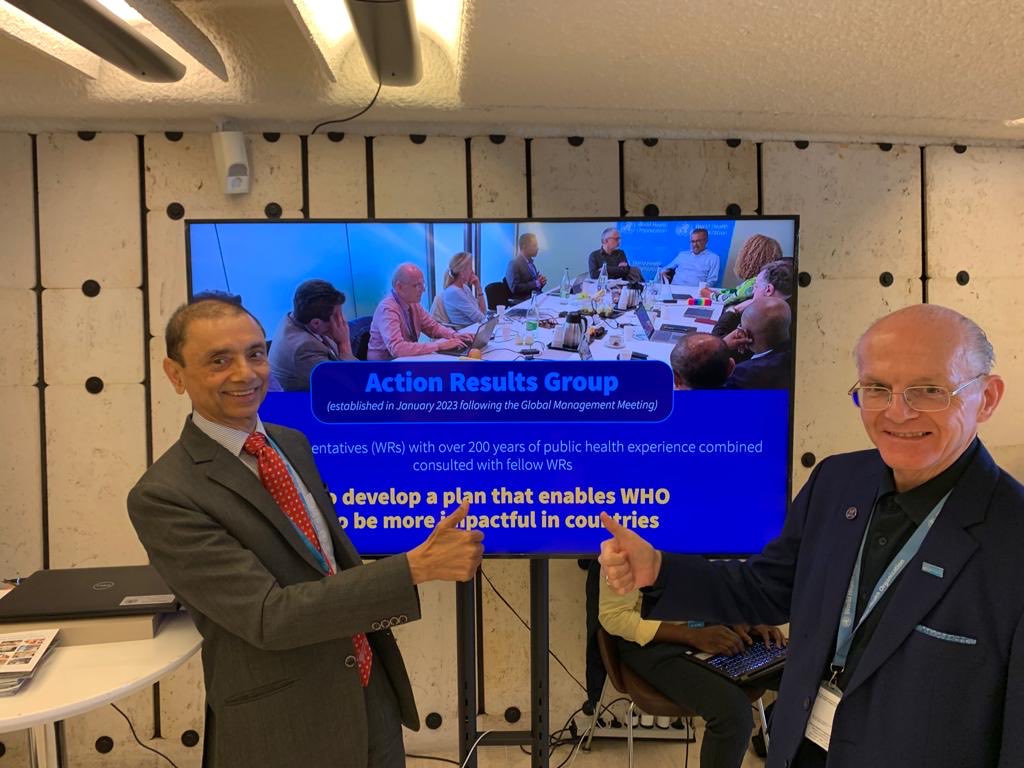The work of the Action for Results Group #ARG established by ⁦<a href="/DrTedros/">Tedros Adhanom Ghebreyesus</a>⁩ is getting traction at #WHA76. With a combined work experience of 200 years of its members and secretariat, it heralds a new era for a more fit-for-purpose ⁦<a href="/WHO/">World Health Organization (WHO)</a>⁩ in countries