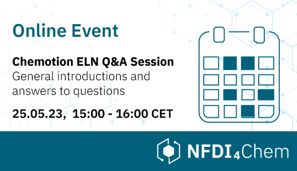 Questions on using Chemotion?
Come to our next online event: #Chemotion #ELN Q&A Session. 
Here you will get basic information and can ask specific questions that (at best) will be answered immediately.
25.05., 15:00

bit.ly/3mv9nM9

#chemtwitter #Chemistry #fairdata
