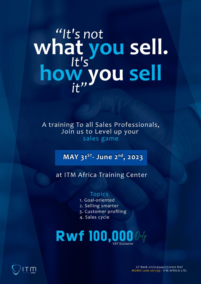 #LevelUpYourSales training #ITMAfrica Don’t miss it!!