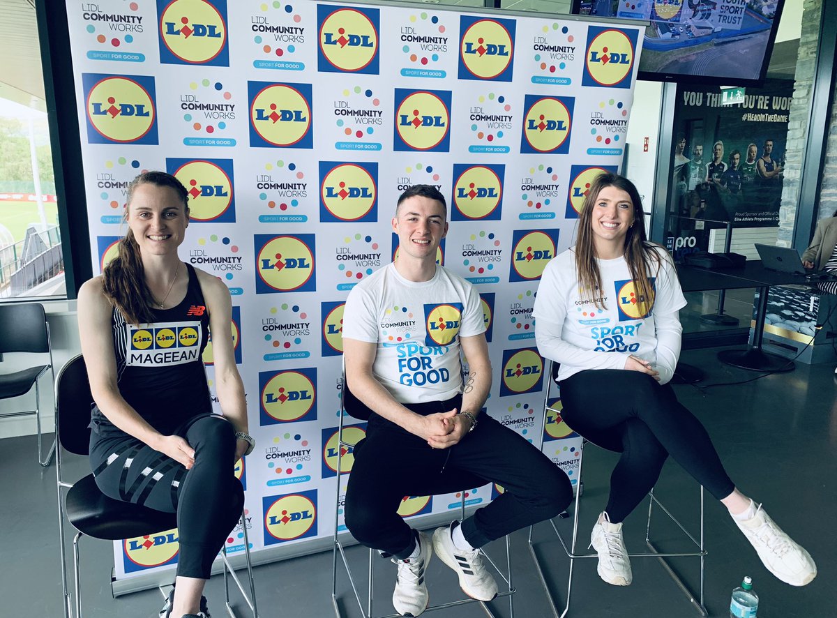 Lovely to catch up with our Elite athletes @ciaramageean @McClenaghanRhys & @BethanyFirth2 at the launch of @lidl_ni Sport for Good Schools programme. All three are ambassadors for the programme. See details at lidl-ni.co.uk/lidl-community… #Schools #Sport