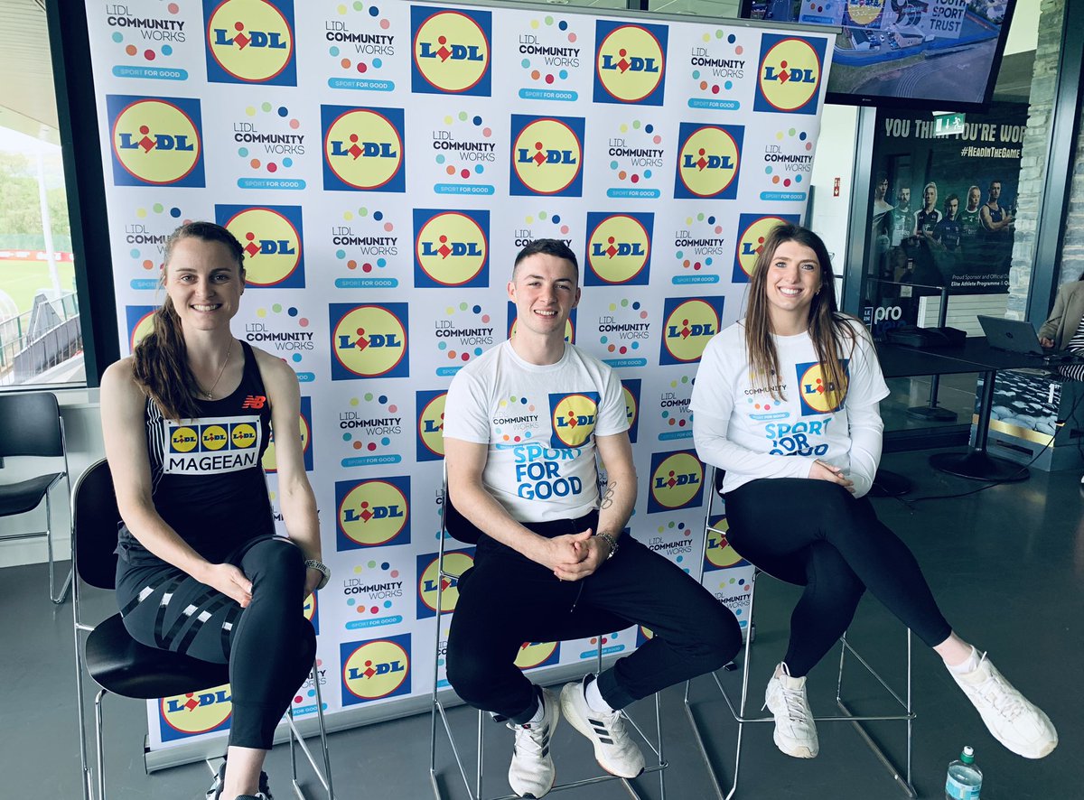 Lovely to catch up with our Elite athletes <a href="/ciaramageean/">Ciara Mageean</a> <a href="/McClenaghanRhys/">Rhys Mcclenaghan</a> &amp; <a href="/BethanyFirth2/">Bethany Firth OBE</a> at the launch of <a href="/lidl_ni/">Lidl NorthernIreland</a> Sport for Good Schools programme. All three are ambassadors for the programme. See details at lidl-ni.co.uk/lidl-community… #Schools #Sport