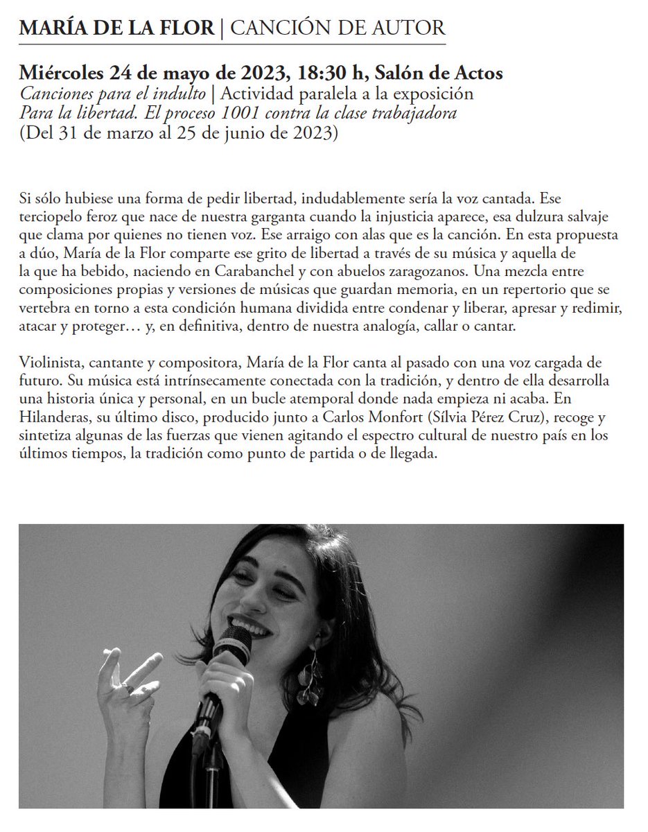 jmspain_'s tweet photo. 📖🎻 ¡Este miércoles vuelve el ciclo de conciertos "Música en la Biblioteca Nacional de España"!
👉🏻 MARÍA DE LA FLOR en directo a las 18:30h.
Violinista, cantante y compositora, María de la Flor canta al pasado con una voz cargada de futuro.
#jmspain #juventudesmusicales #bne https://t.co/SR5pXuI5ej