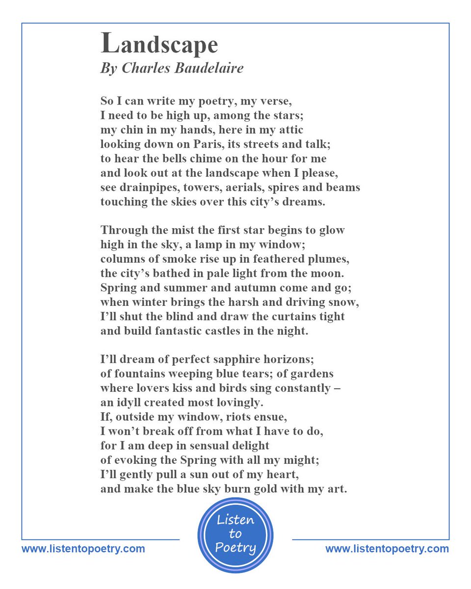 ListentoPoetry's tweet photo. #ListentoPoetry has added seven new #poems by #CharlesBaudelaire, translated by #RJDent from Selected #Erotic #Poems by #CharlesBaudelaire , a new collection. Listen to #Landscape  
https://t.co/4AEliVGKwz
#Poetry #PoetryCommunity #FrenchPoet #DecadentPoems https://t.co/pL4eksSOGX