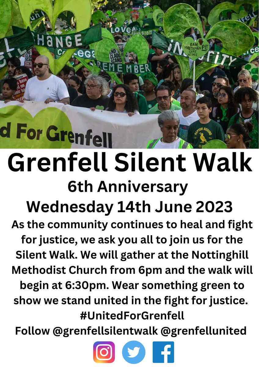 14th June marks 72 months since we lost 72 loved ones. Join us as we walk in silence to remember and #DemandCharges for those responsible. 

#72Months72Lives