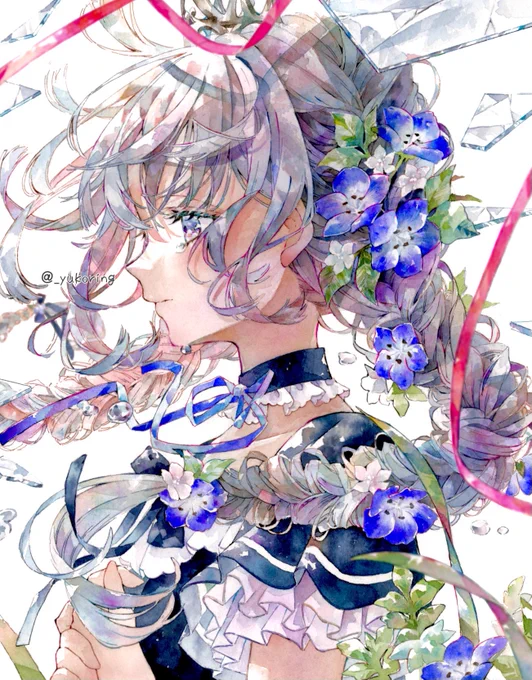 透明水彩*Nemophila #illustration #watercolor