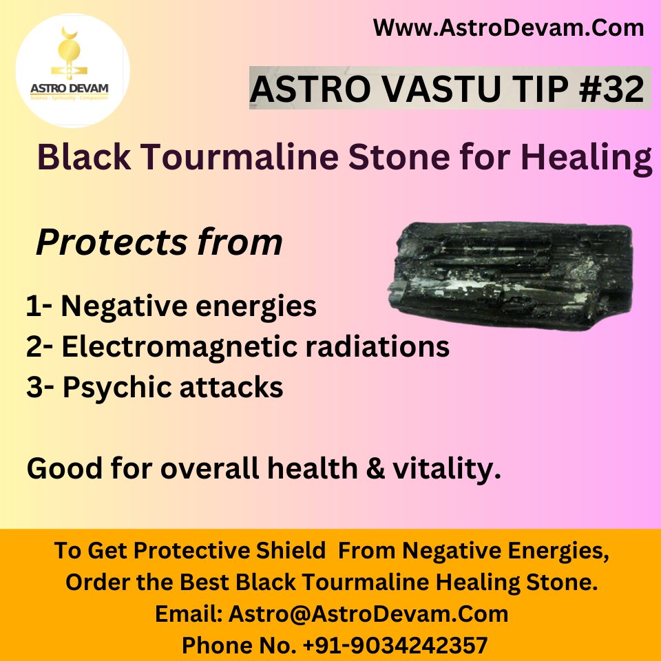 AstroDevam's tweet photo. Ward off negativity and find balance with this Powerful Black Tourmaline stone. Seeking EMF protection, a shield from psychic attacks, or a calming influence? #BlackTourmaline has you covered. Order now! Contact us at +91-9034242357. 
#BlackTourmaline #ProtectiveStone #HEALING https://t.co/0GocLtttkm