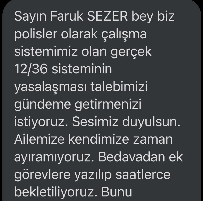 EmniyetSen1's tweet photo. Gerçek 12/36 sisteminin kanunla belirlenmesi için bu kadar kibar bir dille yazan meslektaşlarımıza hakları verilir mi? https://t.co/V55VGulOfP
