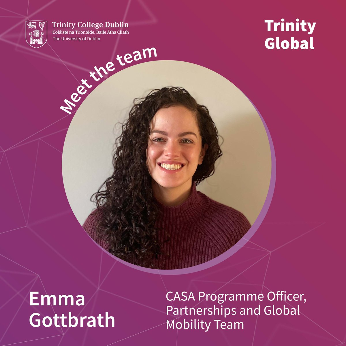 tcdglobal's tweet photo. Meet Emma Gottbrath, our #CASA Programme Officer! 🌍
Get to know Emma and the amazing work she does at #TrinityGlobal👇 https://t.co/FBH1oIHRpw
