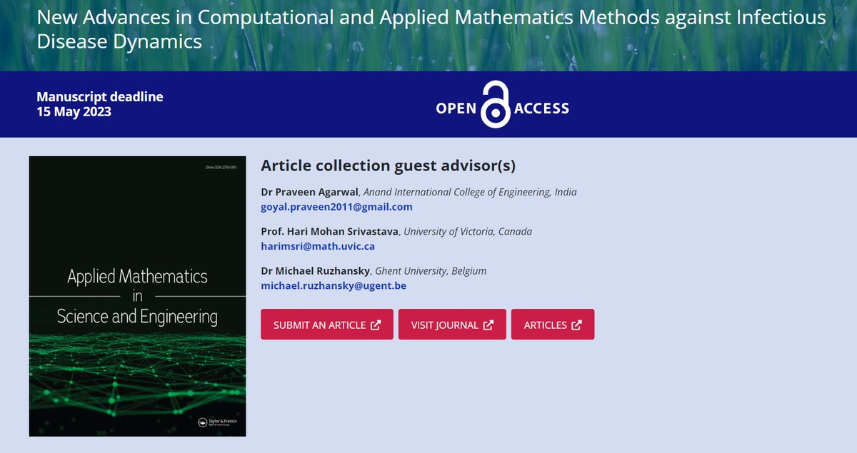 Paul Naish (@paulnaish78) on Twitter photo Call for Papers in Special Issue in <a href="/AppMathSciEng/">Applied Mathematics in Science and Engineering</a>
๐ก๐ฒ๐ ๐๐ฑ๐๐ฎ๐ป๐ฐ๐ฒ๐ ๐ถ๐ป ๐๐ผ๐บ๐ฝ๐๐๐ฎ๐๐ถ๐ผ๐ป๐ฎ๐น ๐ฎ๐ป๐ฑ ๐๐ฝ๐ฝ๐น๐ถ๐ฒ๐ฑ ๐ ๐ฎ๐๐ต๐ฒ๐บ๐ฎ๐๐ถ๐ฐ๐ ๐ ๐ฒ๐๐ต๐ผ๐ฑ๐ ๐ฎ๐ด๐ฎ๐ถ๐ป๐๐ ๐๐ป๐ณ๐ฒ๐ฐ๐๐ถ๐ผ๐๐ ๐๐ถ๐๐ฒ๐ฎ๐๐ฒ ๐๐๐ป๐ฎ๐บ๐ถ๐ฐ๐
<a href="/tandfSTEM/">T&F STEM</a>
think.taylorandfrancis.com/article_collecโฆ Call for Papers in Special Issue in <a href="/AppMathSciEng/">Applied Mathematics in Science and Engineering</a>
๐ก๐ฒ๐ ๐๐ฑ๐๐ฎ๐ป๐ฐ๐ฒ๐ ๐ถ๐ป ๐๐ผ๐บ๐ฝ๐๐๐ฎ๐๐ถ๐ผ๐ป๐ฎ๐น ๐ฎ๐ป๐ฑ ๐๐ฝ๐ฝ๐น๐ถ๐ฒ๐ฑ ๐ ๐ฎ๐๐ต๐ฒ๐บ๐ฎ๐๐ถ๐ฐ๐ ๐ ๐ฒ๐๐ต๐ผ๐ฑ๐ ๐ฎ๐ด๐ฎ๐ถ๐ป๐๐ ๐๐ป๐ณ๐ฒ๐ฐ๐๐ถ๐ผ๐๐ ๐๐ถ๐๐ฒ๐ฎ๐๐ฒ ๐๐๐ป๐ฎ๐บ๐ถ๐ฐ๐
<a href="/tandfSTEM/">T&F STEM</a>
think.taylorandfrancis.com/article_collecโฆ