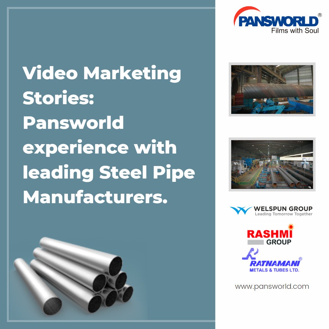 Pansworldfilm's tweet image. Pipes are the lifeline of multiple process industries. Pipes and tubes are used for automobile components, machinery, equipment and instrumentation.

#pansworld #pansworldfilms #brandbuilding #brandpromotion #corporatevideos #videoproduction #advertising #MarketingStrategy