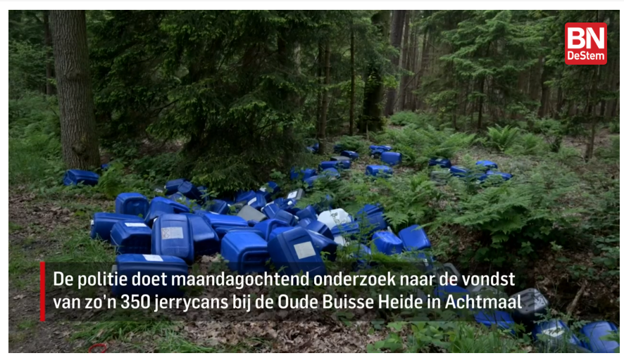 381 jerrycans met drugsafval gedumpt in Brabants bos: ‘Ze doen dat voor een paar rotcenten. Het ergste is natuurlijk de schade voor de natuur. Chemicaliën die het grondwater intrekken, het is echt rotzooi.’
bndestem.nl/zundert/381-je… 
#drugs #misdaad #ondermijning #Achtmaal #politie