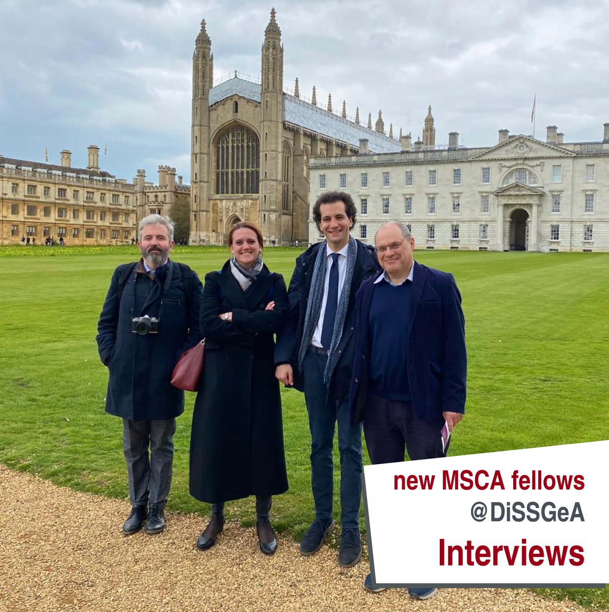 Eleonora Zampieri is one of our Marie Skłodowska-Curie Fellows (project AMBIRE - AMbitious Bids: Investigating Roman Elections, 78-46 BC). Here at Cambridge with prof. Fezzi, prof. Yakobson &amp; dr. Frizzera at the 2023 Classical Association Conference. Interview on our IG and FB!