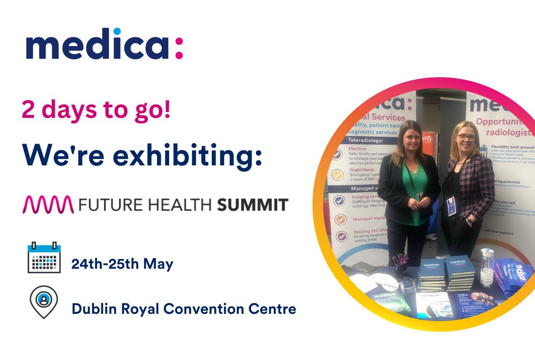 We are looking forward to attending the Future Health Summit 2023 this Wednesday.  

Make sure you come and find us for a chat!  

@HealthIreland 
#Radiology #Teleradiology #FutureHealthSummit