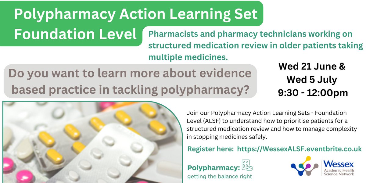 HIWessex's tweet image. Are you a Wessex pharmacist new to primary care?

Join our polypharmacy ALS foundation course, learn from GPs and senior pharmacists how to tackle problematic polypharmacy via integrated, multidisciplinary working. #polypharmacy

Book both course dates: buff.ly/42SvTin