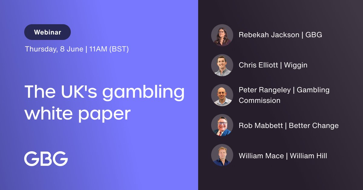 How can iGaming operators get ready for upcoming regulation?
Join us on as we speak to the Gambling Commission, gaming operators and legal experts to answer this question. Register now:  gbgplc.com/en/events/the-…
#GamblingWhitePaper #ResponsibleGaming #PlayerProtection