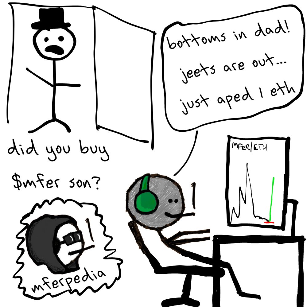mferpedia's tweet photo. GM #mfers
Have a good #mfing day $mfer
Also don't fade $mfer you #mfers https://t.co/mnYA8C9TSw