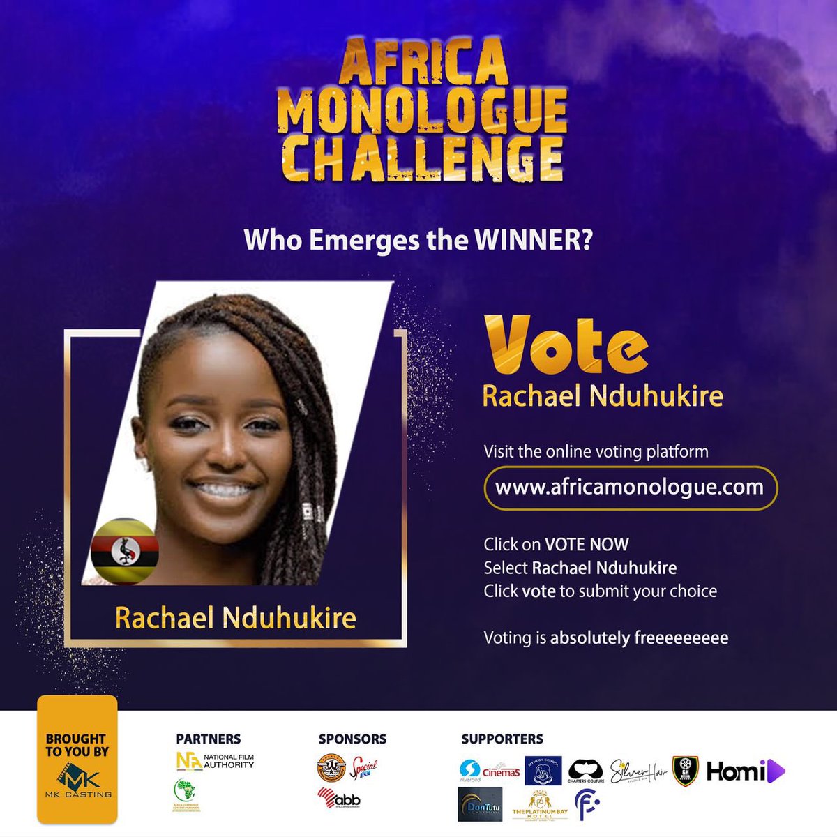 rketura's tweet photo. Let the games begin🥳🥳🥳 Voting is officially open. Please click the link below to vote!🥳 Thank you for all the support! Let’s bring this one home🇺🇬🇺🇬 https://t.co/4NzM3w9Syb