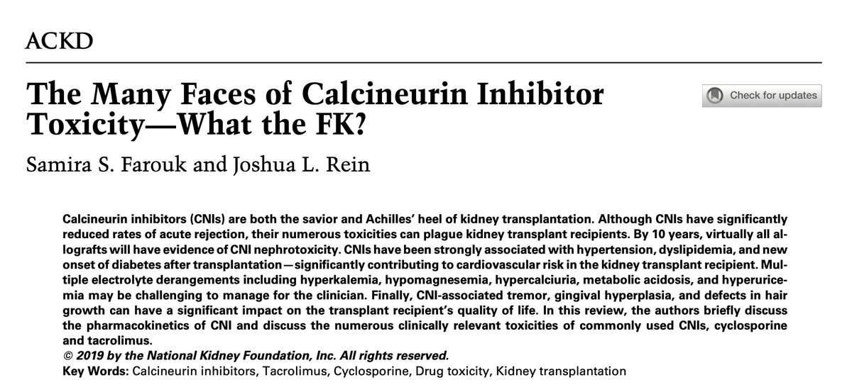 ssfarouk's tweet photo. "The Many Faces of Calcineurin Inhibitor Toxicity-What the FK?"

https://t.co/ZqcSoQHz8l

@akdhjournal @ThepHunClub #Transplant #KidneyTransplant https://t.co/7O5Wi08Tuc