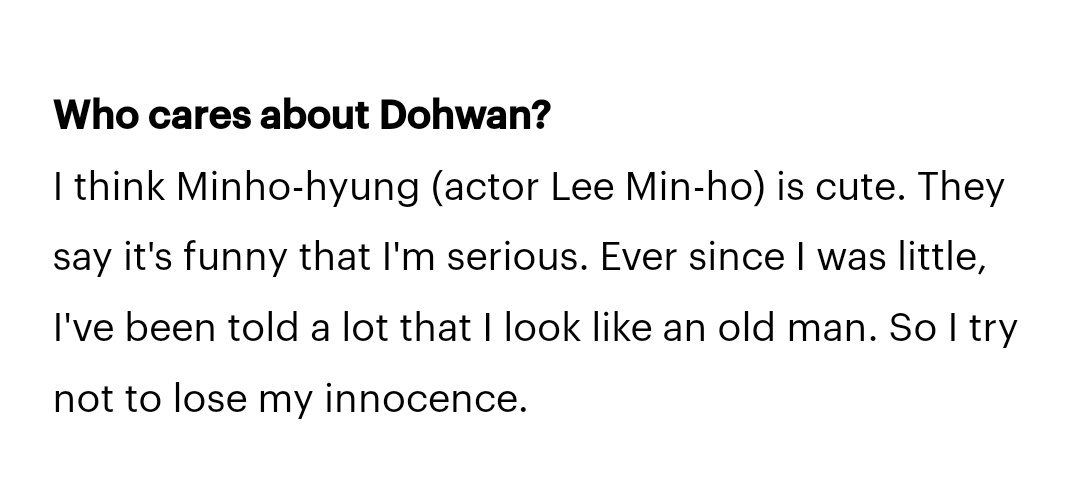 dohwanie mentioned minho in his allure interview.. he says lmh is the person who thinks dohwanie is cute 😃
him calling lmh hyung awww cuties 💕

#leeminho #woodohwan