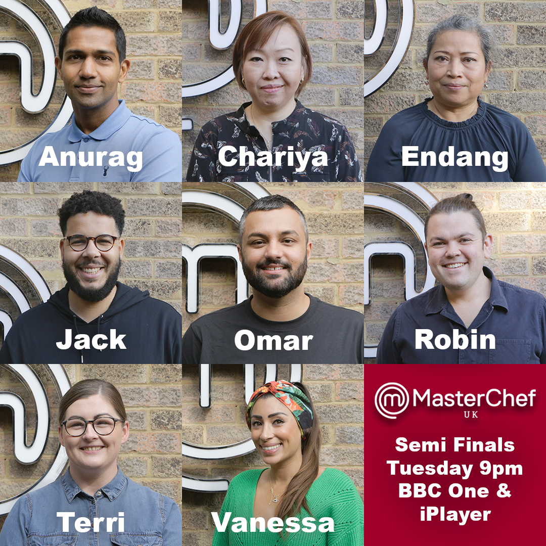 We started with 45, now only eight contestants remain. One of these people will become #MasterChefUK champion! 🏆 The Semi-Finals start Tuesday at 9pm on BBC One &amp; @bbciplayer