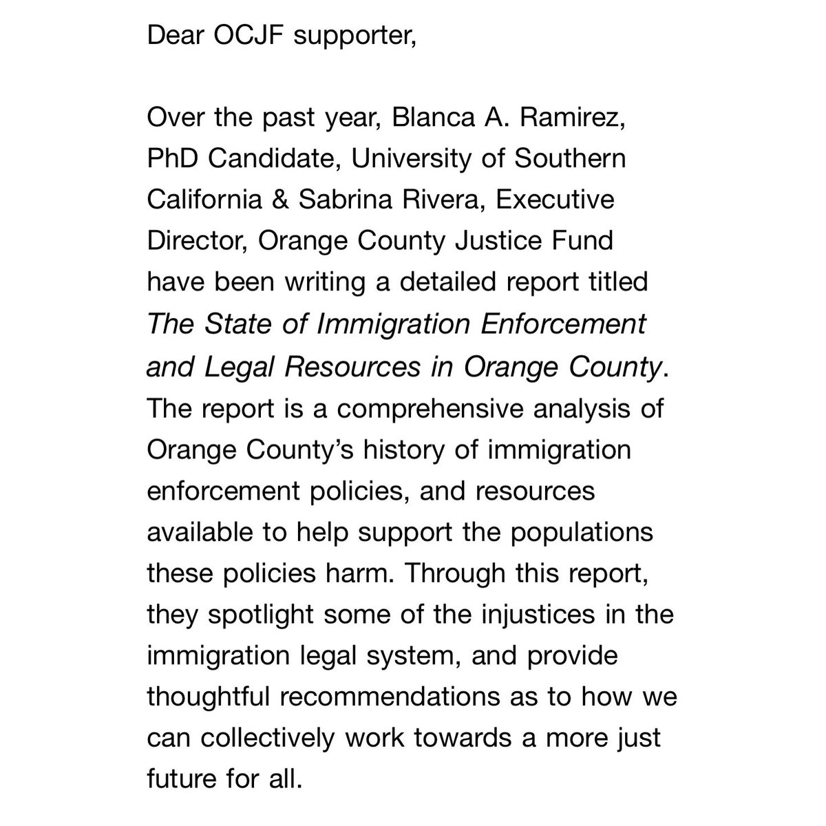 This Thursday! RSVP to to attend the press conference and help OCJF uplift and acknowledge the impact of the report! Link in bio to rsvp &amp; read the report!