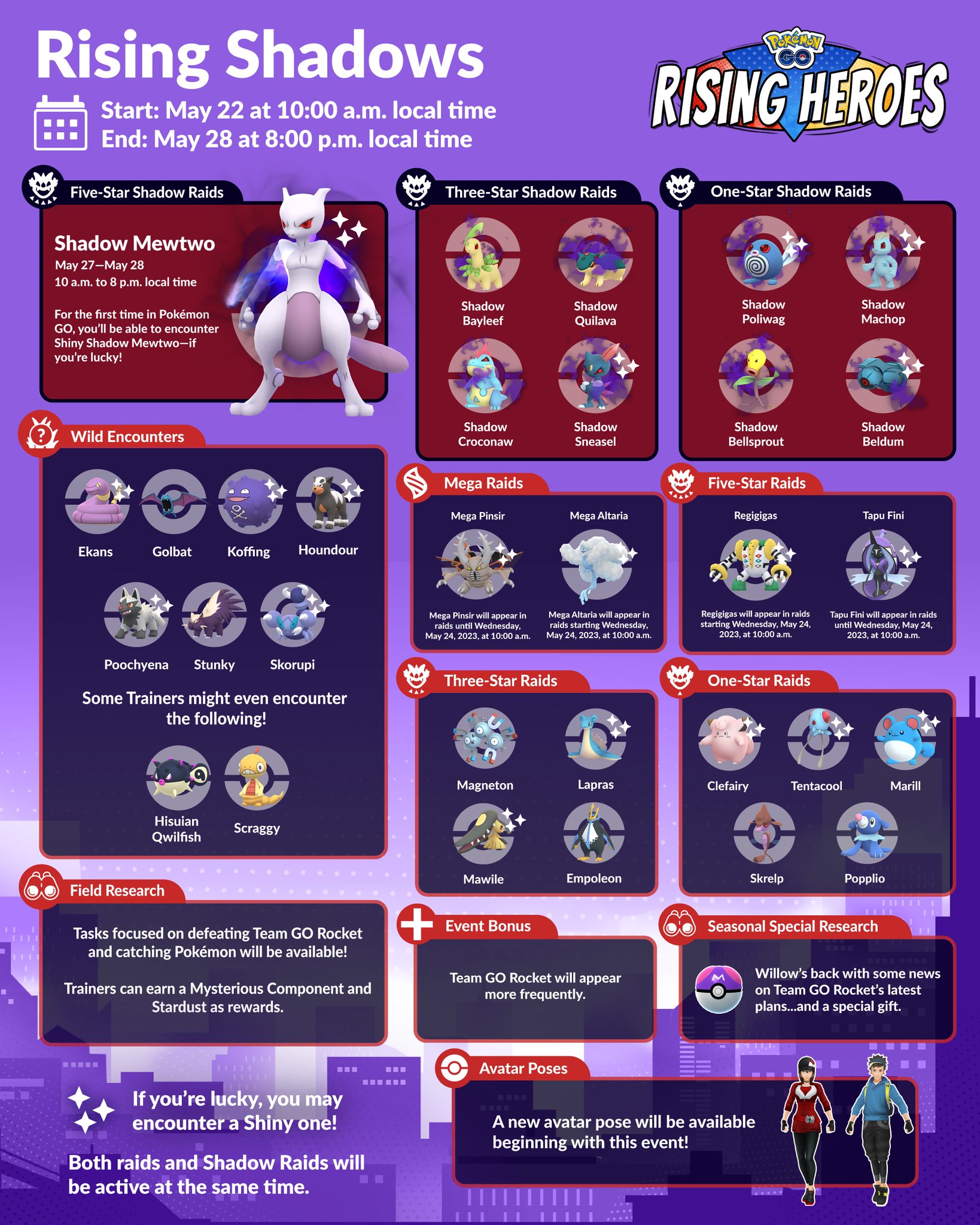 Pokémon GO Hub on X: SHINY SHADOW MEWTWO RAIDS. That's the tweet. Just  kidding, learn everything about the upcoming Rising Shadows event that  introduces Shadow Raids in Pokémon GO on May 22