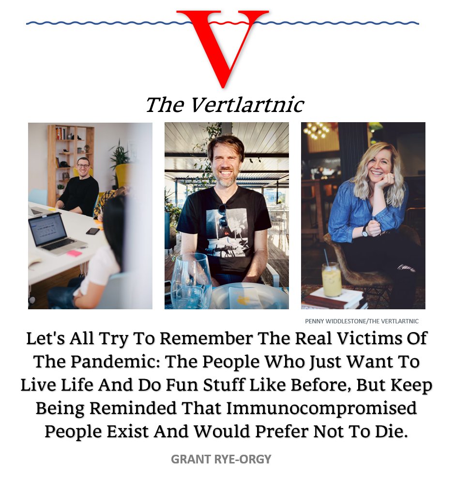 TheVertlartnic's tweet photo. Let's All Try To Remember The Real Victims Of The Pandemic: The People Who Just Want To Live Life And Do Fun Stuff Like Before, But Keep Being Reminded That Immunocompromised People Exist And Would Prefer Not To Die. https://t.co/kQig5MbaEQ