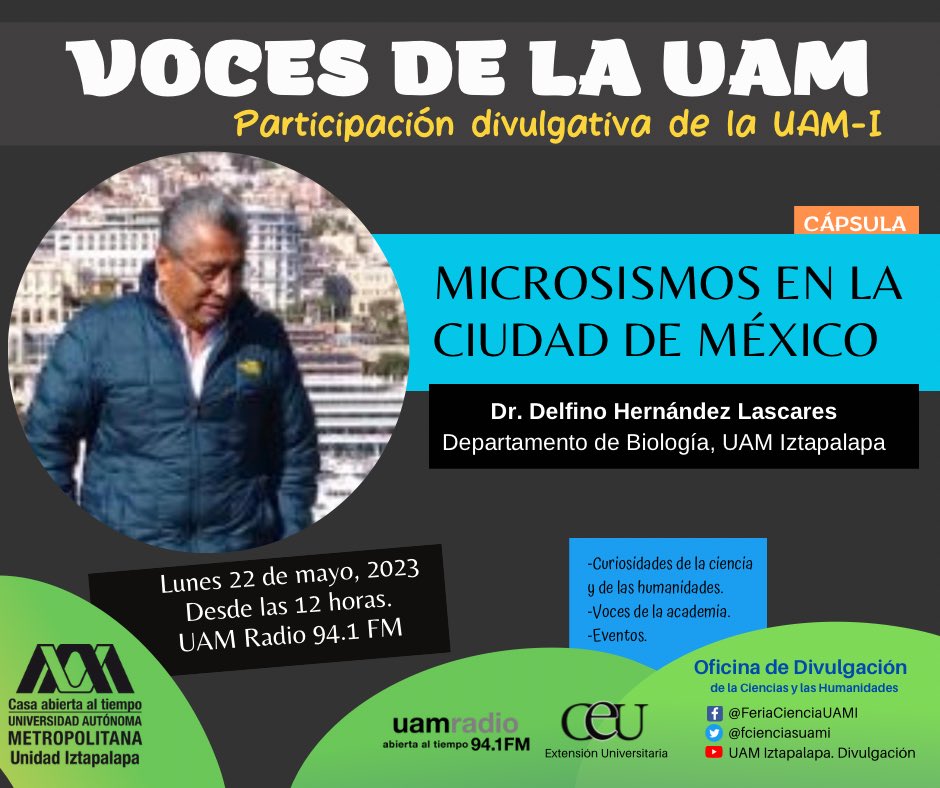 Microsismos en la Ciudad de México 

Dr. Delfino Hernández Lascares
Departamento de Biología, UAM-I
#VocesDeLaUAM #UAM #UAMRadio #CEU #DivulgaciónUAMI #ODCYH #UAMI
