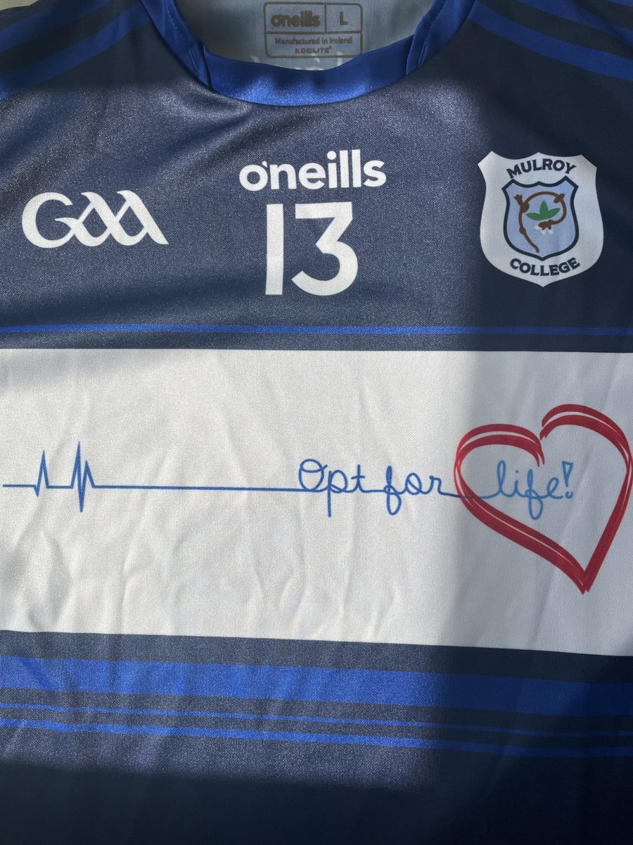 JoeBrolly1993's tweet photo. Congratulations to the staff pupils and families of ⁦@MulroyCollege⁩ on a superb community school. Tolerant, multi racial &amp; vibrant, I am thrilled they are wearing optforlife on their sports jerseys going forward. #optforlife #makelifeyourlegacy https://t.co/V29f6llba8