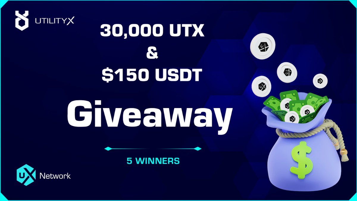🎉🚀 Giveaway Alert 🚀🎉

We're excited to announce our first giveaway, of 30,000 UTX and $150 USDT 🏆💰

There are 5 PRIZES up for grabs... To participate👇

1️⃣ Follow <a href="/Network_UX/">UX Network</a> &amp; <a href="/UtilityXio/">UtilityX</a> 
2️⃣ Retweet &amp; like the pinned post on <a href="/UtilityXio/">UtilityX</a>
3️⃣ Tag 2 friends on this tweet