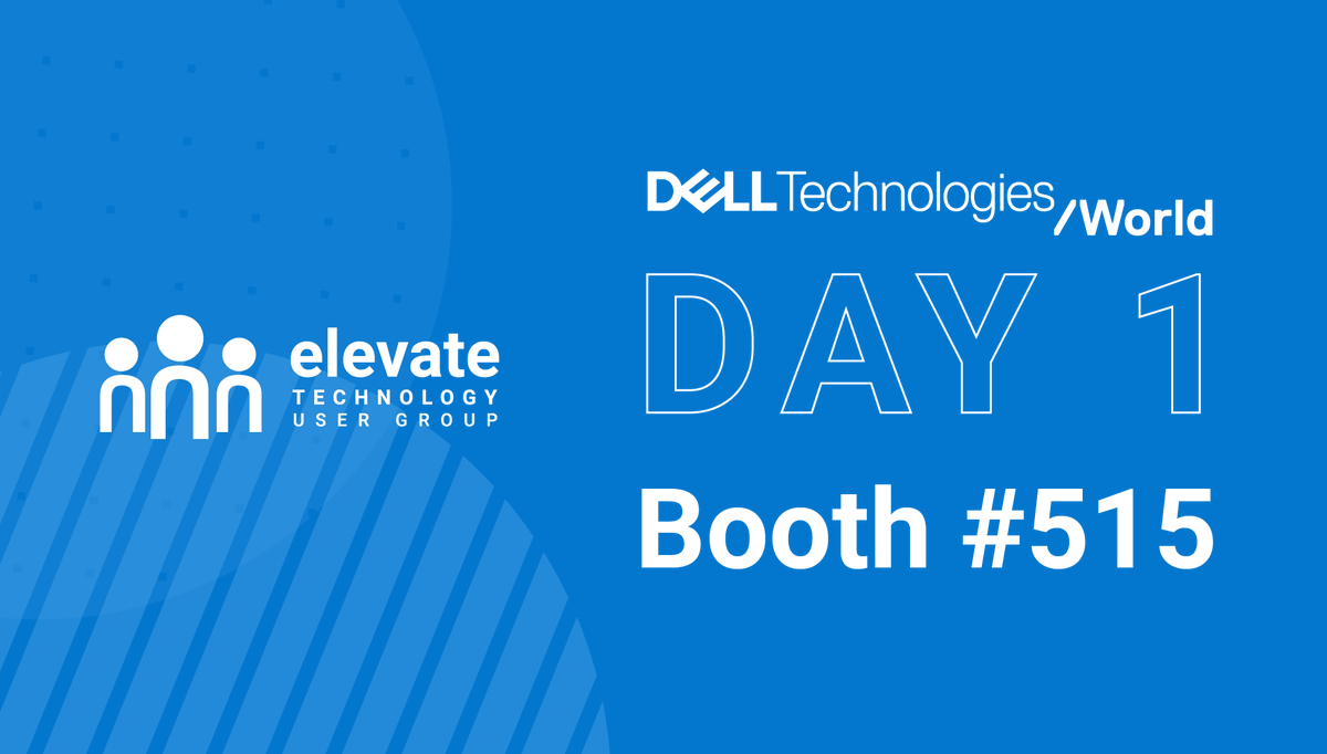 It's day one of #DellTechWorld! Join us in the Solutions Expo this evening at 6PM for the opening reception. Celebrate the newly rebranded Elevate Technology User Group.  #ElevateTechUG