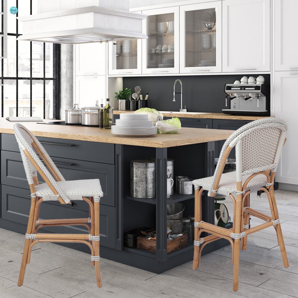 socialnpd's tweet image. In with the Summer Vibe! Croissant? Café au lait? Mais, oui! Enjoy the charms and comforts of a Parisian cafe with the Avignon Paris bistro #counterstool. The frame is bent #rattan wrapped in an all-weather, family friendly weave that stands up to everyday use. #NewPacificDirect