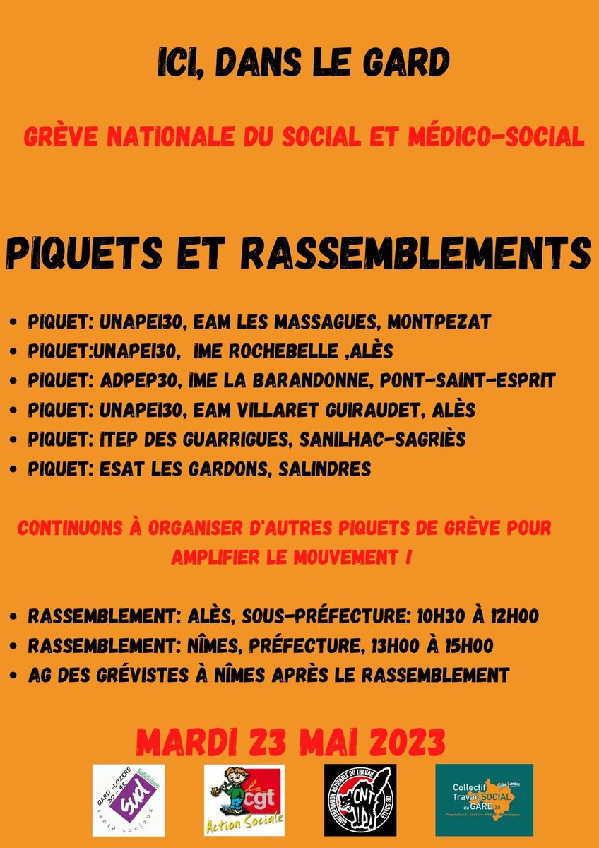 NimesRevoltee's tweet photo. #NimesRevoltee appelle à soutenir la Grève nationale du social et médico-social du 23 mai. Rassemblement à 13h à #Nimes devant la préfecture https://t.co/AuUhqF4Q1e