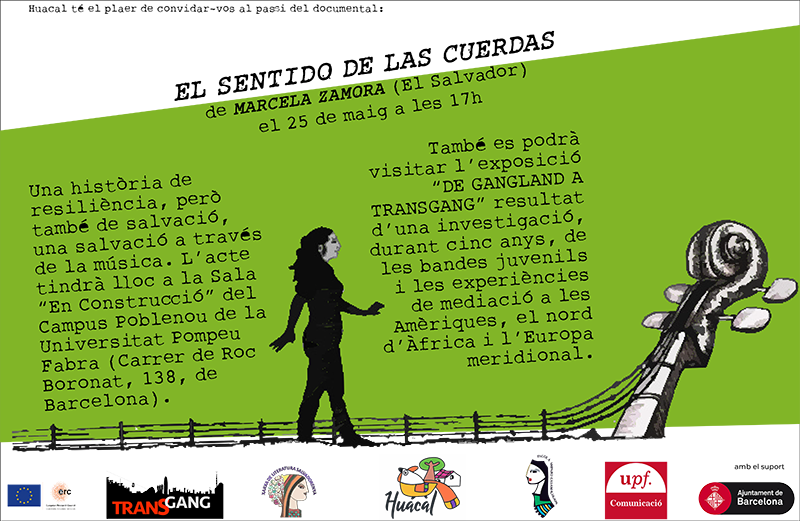 XarxaB's tweet photo. Aquest dijous 25/05 a les 17h. us convidem al passi del documental "EL SENTIDO DE LAS CUERDAS" de la salvadorenca MARCELA ZAMORA al Campus del Poblenou de la UPF al c. Roc Boronat, 138 de Barcelona. Us hi esperem !
🎬trailer: https://t.co/HKCuAg7nU0 #Transgang https://t.co/vet1DtSeak