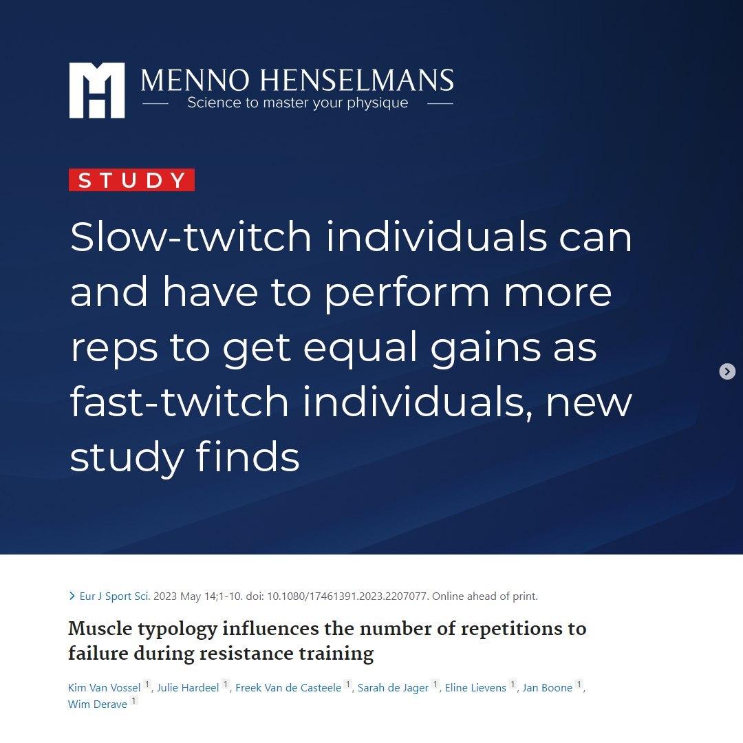 MennoHenselmans's tweet photo. Slow-twitch individuals can and have to perform more reps to get equal gains as fast-twitch individuals, new study finds
#musclefiber #slowtwitch #fasttwitch #hypertrophy #musclebuilding #mennohenselmans #personaltrainer #personaltrainers #personaltraining #personaltrainerlife https://t.co/rBhObMO934