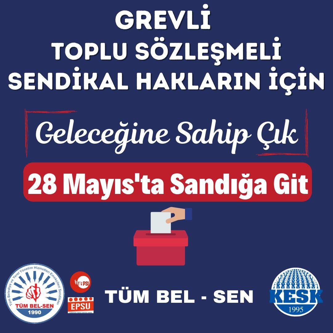 tumbelsenizmir1's tweet photo. Grevli, toplu sözleşmeli sendikal hakların için #GeleceğineSahipÇık 
#28MayıstaSandığaGidelim https://t.co/Z1KBnbzD3a
