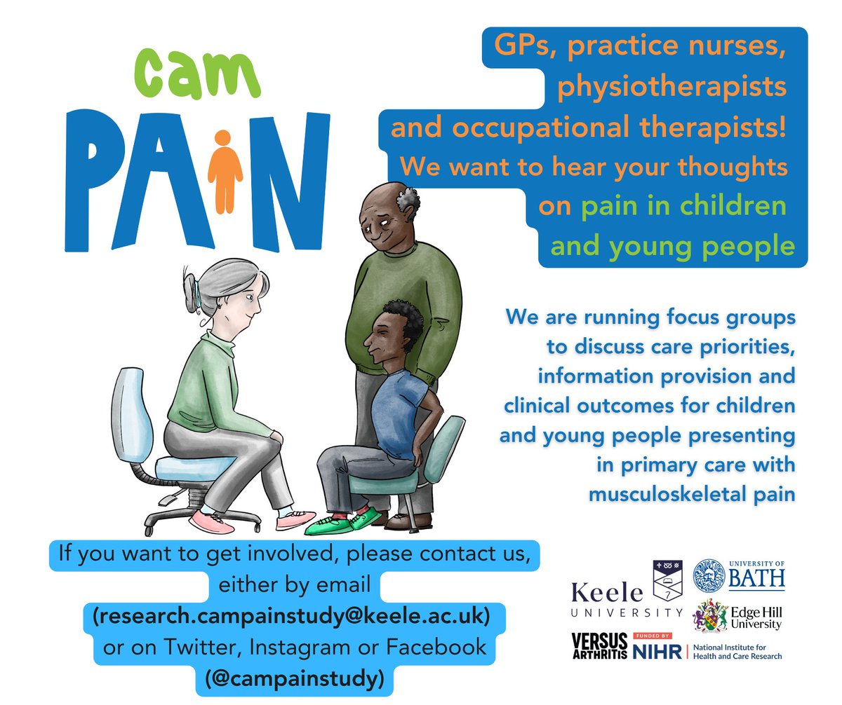 Dr Benjamin Saunders (@bsaunders30) on Twitter photo We're looking for GPs, nurses, physios & OTs to take part in an online focus group about managing #msk pain in #Children & young ppl, as part of our <a href="/NIHRresearch/">National Institute for Health and Care Research</a> <a href="/campainstudy/">The CAM-Pain Study</a>. Any help will be hugely appreciated (& there's gift vouchers as a thank you). Pls get in touch 👇👇 We're looking for GPs, nurses, physios & OTs to take part in an online focus group about managing #msk pain in #Children & young ppl, as part of our <a href="/NIHRresearch/">National Institute for Health and Care Research</a> <a href="/campainstudy/">The CAM-Pain Study</a>. Any help will be hugely appreciated (& there's gift vouchers as a thank you). Pls get in touch 👇👇