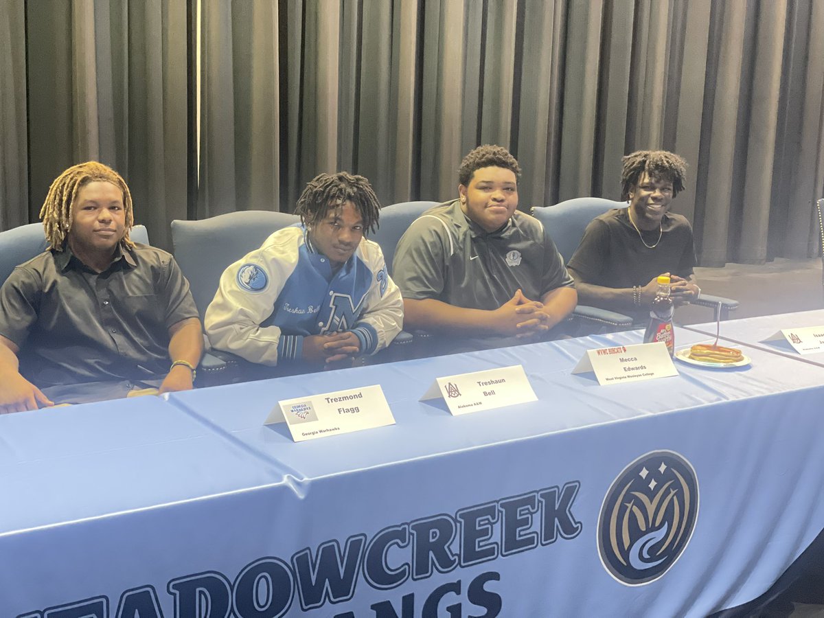Bryant Harrison (@bharrison92) on Twitter photo Special Congrats to our football and track Signees. <a href="/BellTreshaun/">TreShaun Bell</a> and <a href="/isaacjackson05/">isaac Jackson</a> Alabama A&M <a href="/MeccaEdwards/">Mecca Edwards</a> West Virginia Wesleyan <a href="/Jayshawqb/">Jeremiah Shaw</a> Missouri Valley
<a href="/Tflagg23/">Trezmond Flagg</a> Georgia Warhawks Special Congrats to our football and track Signees. <a href="/BellTreshaun/">TreShaun Bell</a> and <a href="/isaacjackson05/">isaac Jackson</a> Alabama A&M <a href="/MeccaEdwards/">Mecca Edwards</a> West Virginia Wesleyan <a href="/Jayshawqb/">Jeremiah Shaw</a> Missouri Valley
<a href="/Tflagg23/">Trezmond Flagg</a> Georgia Warhawks
